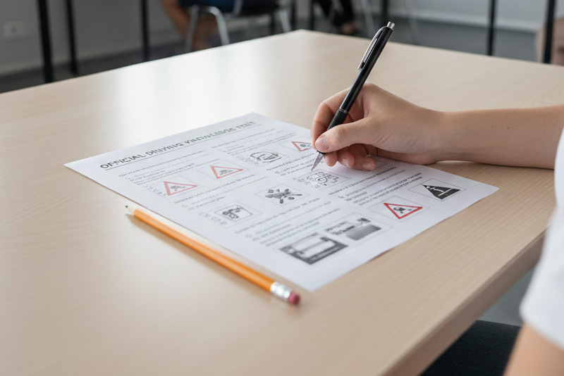 Warm and Test (Take a practice driving lesson and then do the test)